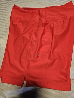 Women's Red Athletic Shorts with Pocket